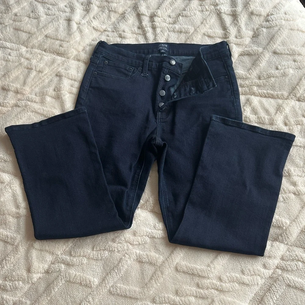 J. Crew High-Rise Crop Flare Jeans in Deep Blue - Picture 1 of 3